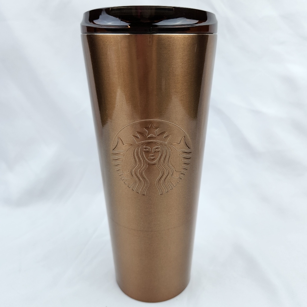 🔥Starbucks 2022 Metallic Bronze Amber Stainless Steel Travel Tumbler